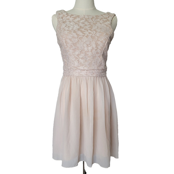 Speechless Chiffon Nude Lace Dress Juniors 7 Fairycore Whimsy Dance Homecoming - Picture 1 of 11